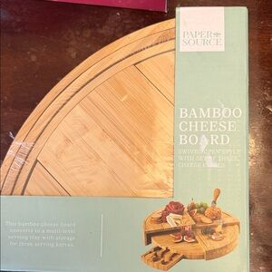 Paper Source Bamboo Cheese Board with Knives